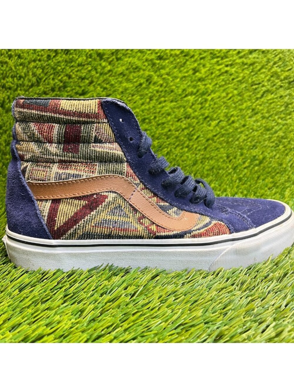 Vans Sk8-Hi Womens Size 7.5 Blue Brown Athletic Walking Skate Shoes Sneakers